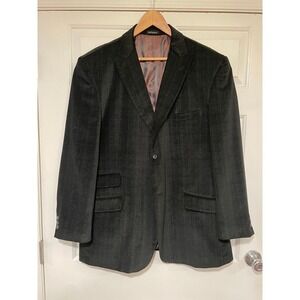 Mens‎ 46R Club International Gray Plaid Brushed Cotton Blazer Sport Coat Jacket